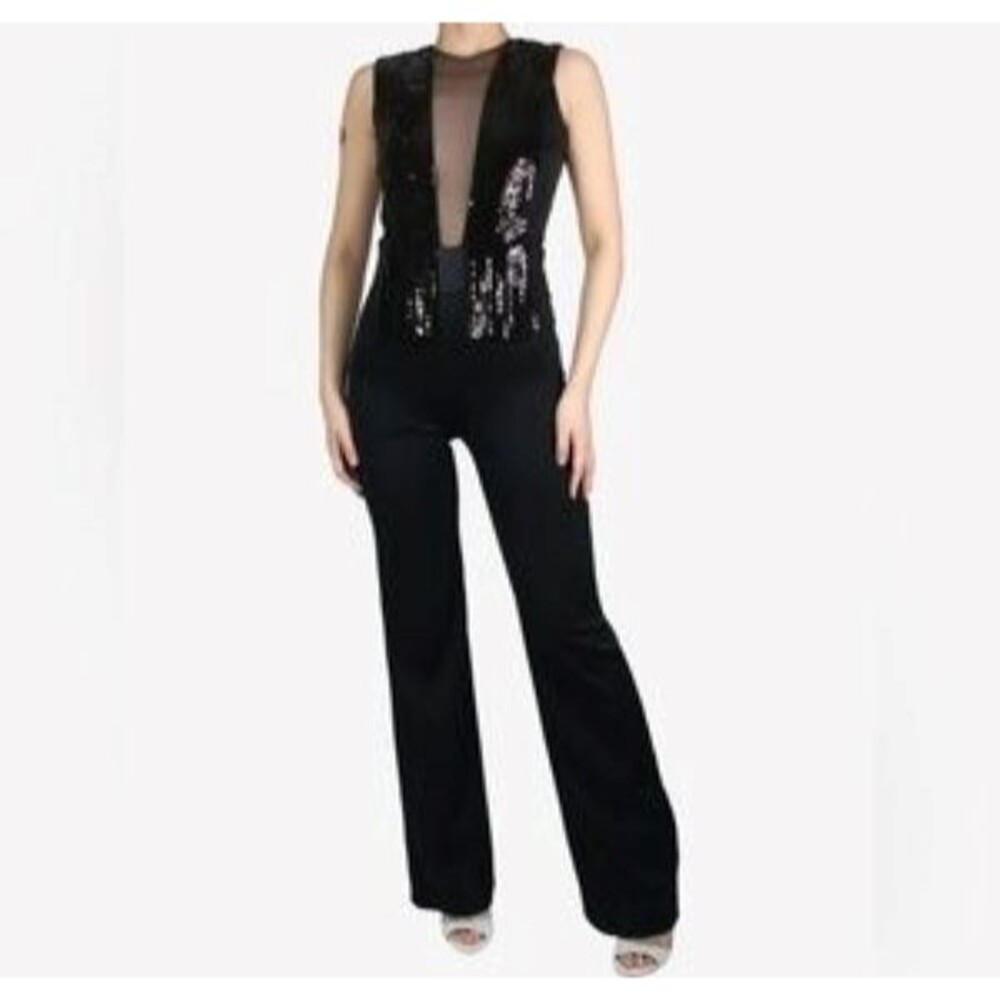 Galvan London Black Sequined Women's Jumpsuit Size 10